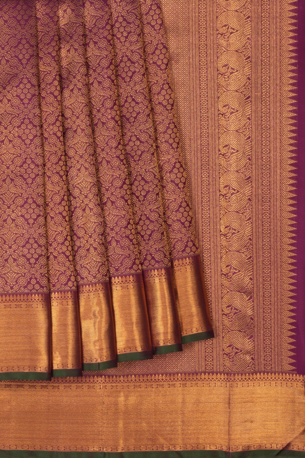Image of Kanchipuram Silk Brocade Violet Saree